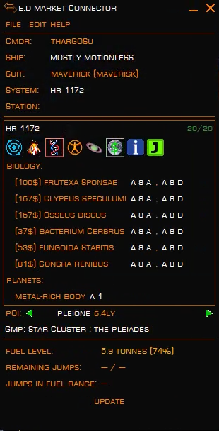 EDMC et son plugin Canonn Science